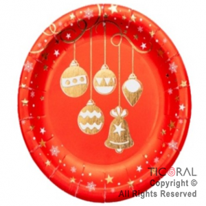 PLATO NAVIDAD BOLAS CON STAMPING x 8